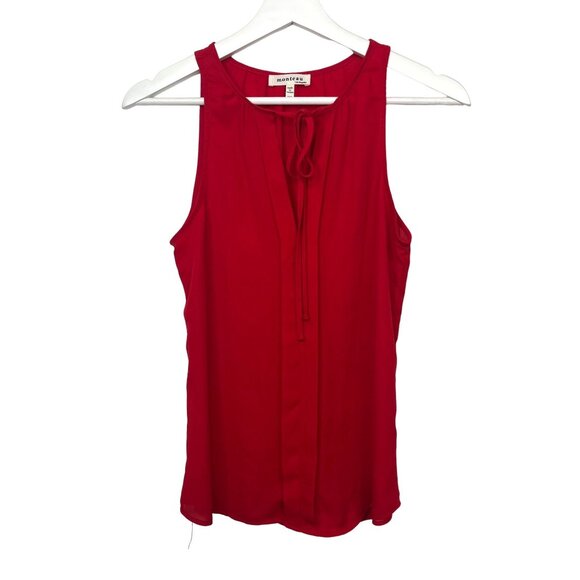 Monteau Red Sleeveless Blouse XS Tank Top Lightweight Summer Work Casual - Picture 1 of 9